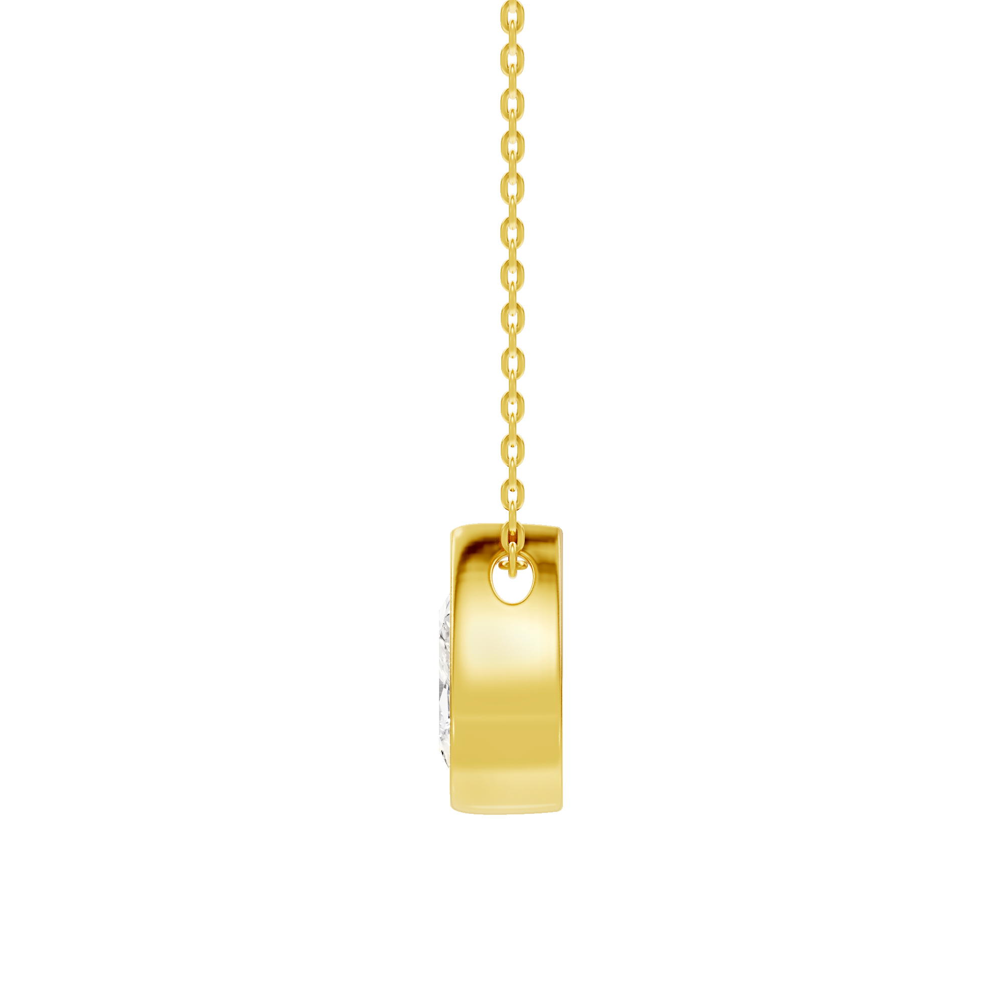 14K Yellow Gold Floating Pear Diamond Bezel Pendant